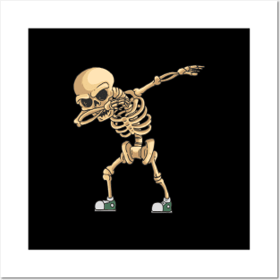 Halloween Dabbing Skeleton Posters and Art